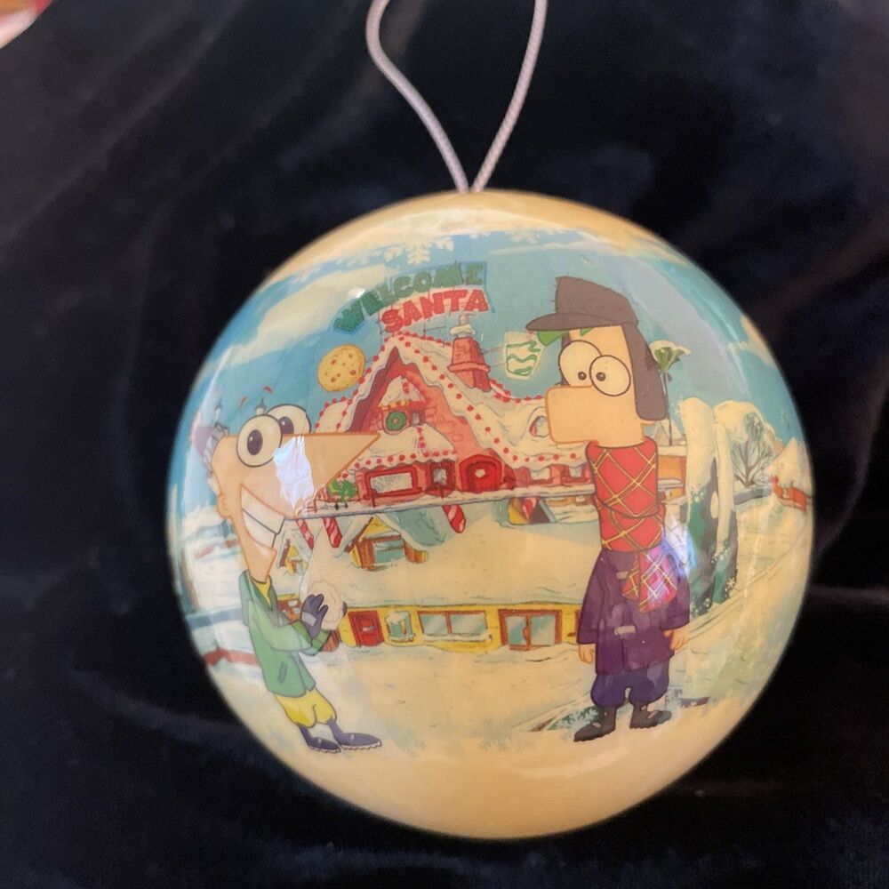 Phineas and Ferb Christmas Ornament Disney Rare 5”